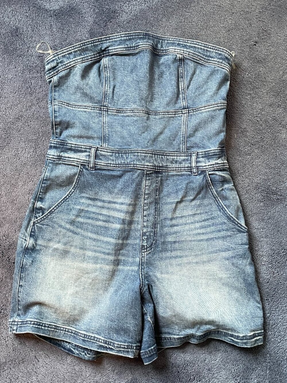 light-wash American Eagle Outfitters strapless denim romper 12
